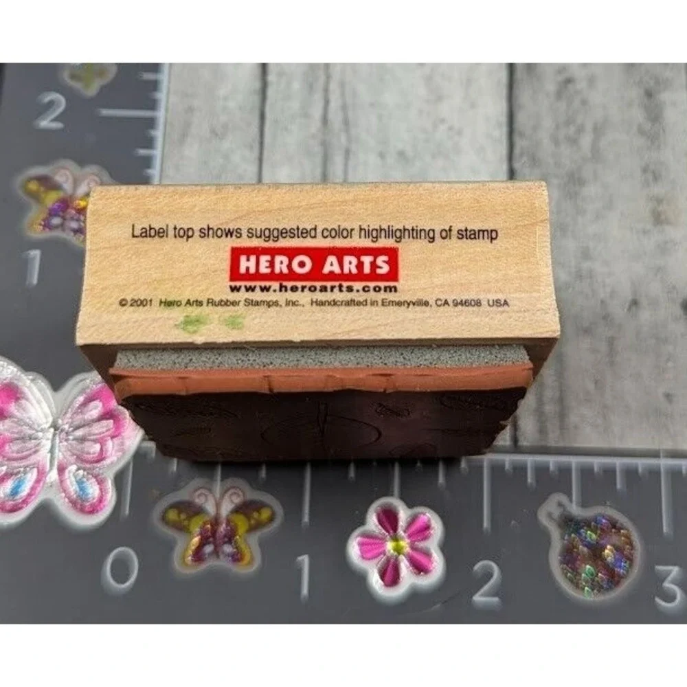Hero Arts Leaf Pattern II Etched Background E2109 Rubber Stamp Wood #F87